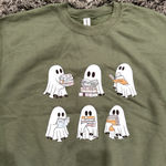 Book Reading Ghost Sweatshirt in Green, Size M​​​ Green Size M Photo 2