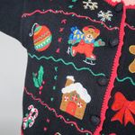 Vintage 80s Nutcracker Christmas Cardigan Sweater Black Size L Photo 4