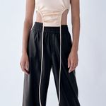 ZARA Black Faux Leather Wide Leg Pants Trousers Photo 0