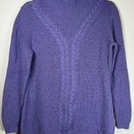 Talbots Wool Blend Sweater Purple Cable Knit Mock Turtleneck Womens Size Medium Photo 0