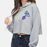 Wildfox NWT  Cropped Hoodie Merit Badges‎ Harley Pullover Raw Hem Comfy Size XL Photo 0