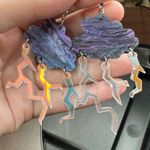 Cloud with Iridescent Lightning Bolts Acrylic Dangle Earrings Purple Photo 0