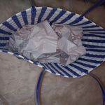 Wax Straw L Seaside Striped Tote Bag in Blue White Photo 5