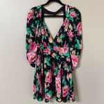For Love & Lemons  “June” Dark Floral long Sleeve Open Back Mini Dress sz XS Photo 5