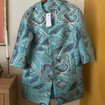 Chico's Chico’s Printer Topper Mosaic Jacket Jacquard Turquoise Blue NWT $169 US 4/6 Photo 0