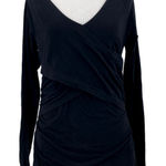 Sundance  Black Wrap Ruched V-Neck Blouse Size Medium Photo 0