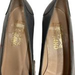 Salvatore Ferragamo  Vintage Leather Pump Shoes‎ Size 8.5 Gray Black Block Heel Photo 7