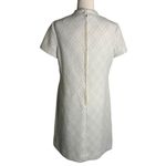 R & K Vintage 60s Knits Mod Sheath Dress M White Metallic Silver Rhinestones Zip Photo 4
