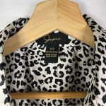 Japna  White & Black Satin Snow Leopard Long Sleeve Button Down XS Photo 3