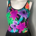 Vintage 60's 70's floral bathing suit skirt dress Black Size L Photo 1