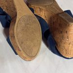 American Eagle Wedge Sandals Women's Size 8 Navy Blue Cork Platform Y2K Photo 6