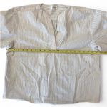 Frame Stripe Split Neck Organic Cotton Popover Top White & Mocha Stripe Large Photo 5