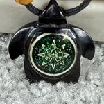 Black and Green Turtle Pendant Necklace on Cord Wooden Bead Accents One Size Photo 6