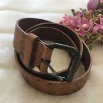 Floral Print Italian Leather Belt Brown Size L Photo 0