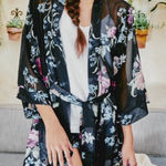 Helena Quinn  Kimono in Black Floral Print Photo 0