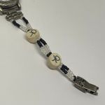 Vtg women’s quartz analog watch silver tone 26mm case beaded bracelet 7.5” runs Photo 3