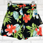 Tribal Floral Bright Shorts with front tie, NWT, $78 retail, Size XS w/stretch Black Photo 0