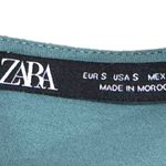 ZARA Dress Green Slit Midi Pleated Sleeveless Beachy Boho Party Sz S 4/6 No Belt Photo 7