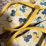 Tory Burch Floral Flip Flops Yellow Floral Slim Strap- Size 8 Photo 5