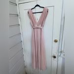 ASOS Size 10P pleated maxi dress tie wrap waist Blush Pink Bridesmaid Formal Photo 7