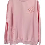 Sunkissed Coconut Pink Sunset Rays Crew Neck Sweatshirt Embroidered Women Size L Size L Photo 0