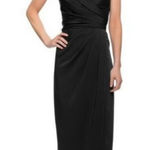 La Femme  25206 Surplice Off the Shoulder Column Gown Black 4 Photo 0