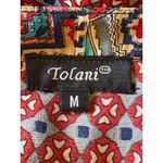 Tolani  Shirt Women Medium Pink Blue‎ Silk Geometric Long Sleeve Tunic Top Boho Photo 7