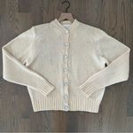 Talbots Vintage 100% Wool Heavyweight Crew Neck Cardigan Sweater in Cream Large Photo 0