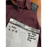 Maroon Sheer And Faux Leather Top Medium Women’s Sleeveless Shirt Blouse Button Red Photo 8