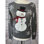 Tipsy Elves Tipsy‎ Elves Ugly Christmas Sweater Sequin Snowman Snowflakes Gray Small Knit Photo 7