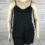 American Rag Plus Size Pom Pom Trim Romper, Black, 0X Photo 1