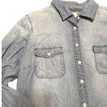 J.Crew  Blue Denim Shirt Tabbed Long Sleeves Button Front 100% Cotton Size S Photo 2