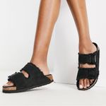 Birkenstock NWT Arizona Shearling Sandals Black Size 38 US 7 Photo 1