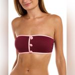 Kate Spade Women’s Burgundy Bandeau with Pink Trim Swimsuit Top Size M Photo 5