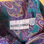 Alfred Dunner Satin Green Purple Paisley Print Bow Tie Blouse Vintage Size 8 EUC Photo 7