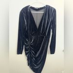 Eloquii  Black Velvet Ruched V-Neck Dress Size 18 Photo 2