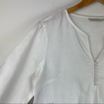 Tweeds Linen White Eyelet Blouse Top Sz Medium Boho Coastal Grandma Photo 5
