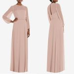 Dessy Collection Pink Maxi Chiffon Dress Plus 16 Puff Sleeve Fairy Bridesmaid Photo 1