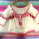 Love Sam ,Beautiful Mexican boho style top w tassels sz S Photo 4