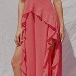 Lulu's Vibrant Love Coral Sleeveless Ruffled Maxi Dress Womens Size XS Pink Photo 0