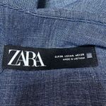 ZARA  Women's Blue Chambray V-neck One Button Long Sleeve Blazer Coat Jacket Sz 4 Photo 2