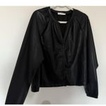 Avec Les Filles  Raglan Sleeve Black Faux Leather Button Up Blouse Sz XL Photo 10