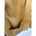 Denim & Co  Womens Jacket Fitted 1x Genuine Leather Pintuck Moto Camel Brown Photo 4