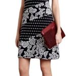 Maeve Anthro Effamy Black White Polka Dot Floral Sleeveless Knit Dress Medium Photo 0