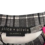 Alice + Olivia Leslie Cropped Mock Neck Sweatshirt Charcoal Plaid XL Stretch Photo 3