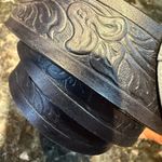 Siskiyou Vintage 1995 Bear Baw Silver Belt Buckle Black Leather Belt‎ 41” Photo 2