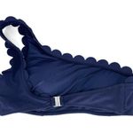 Bikini Swim Top One Shoulder Scallop Edge Pique Blue Size Medium Top Only Photo 1