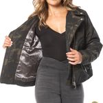 Juicy Couture  Women’s Small Camo Puffer Moto Jacket Green Zip Front Quilted Y2K Photo 2