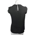 Loft  Womens Black Sleeveless Ruffle Crewneck Pleats Keyhole Casual Blouse Top XS Photo 1