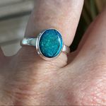 Sterling Silver Opal Ring Size 7.5 Green Photo 3